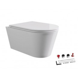 Унитаз, Alice, Hide, подвесной, шгв 370*570*345, Aliglaze+, с сиденьем, с набором для крепления, цвет-белый