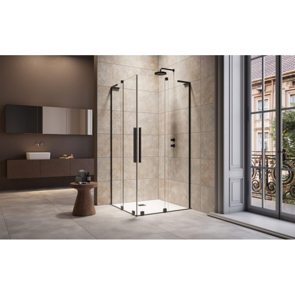 Дверь, Radaway, Furo SL KDD, шв 1000*2000, петли-слева, черный, цвет стекла-прозрачный, Easy Clean