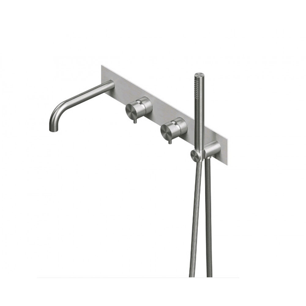 Смеситель для ванны и душа, Quadro design, Source, цвет-сталь шлифованная/брашированная (Steel Brushed)