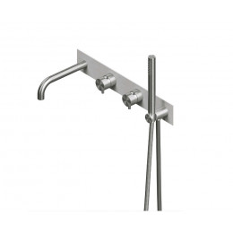 Смеситель для ванны и душа, Quadro design, Source, цвет-сталь шлифованная/брашированная (Steel Brushed)