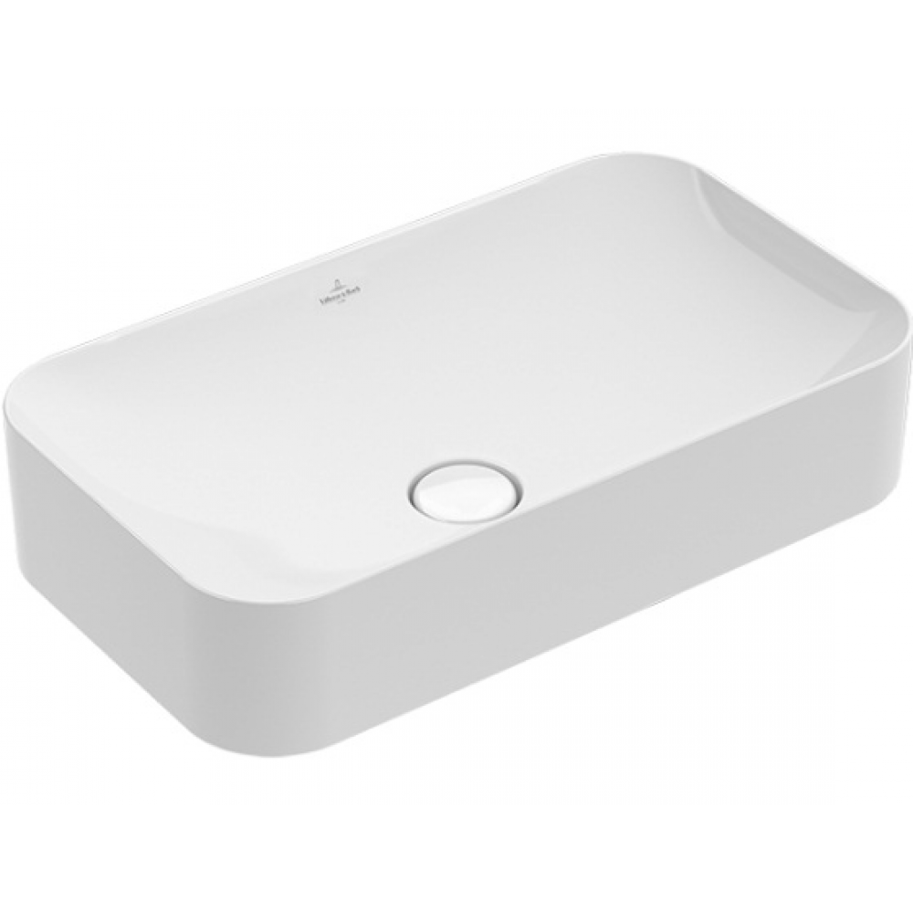 Раковина, Villeroy&Boch, Finion, шгв 600*350*100, отверстия для смесителя-отсутствуют, CeramicPlus, цвет-камень белый