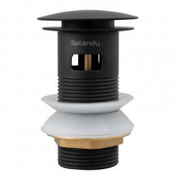 Донный клапан, Splendy, для раковин, с переливом, 1 1/4", цвет-черный матовый
