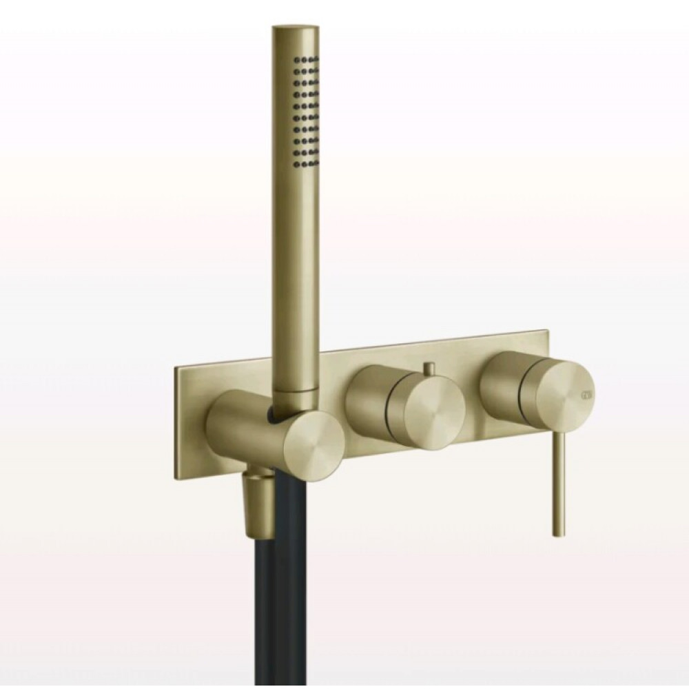 Смеситель для душа, Gessi, Shower316, на 2 потребителя, цвет-Brushed Brass PVD
