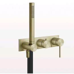 Смеситель для душа, Gessi, Shower316, на 2 потребителя, цвет-Brushed Brass PVD