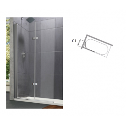 Душевая перегородка, Huppe, Design Pure, шв 1040*1600, блестящее серебро, цвет стекла-прозрачный