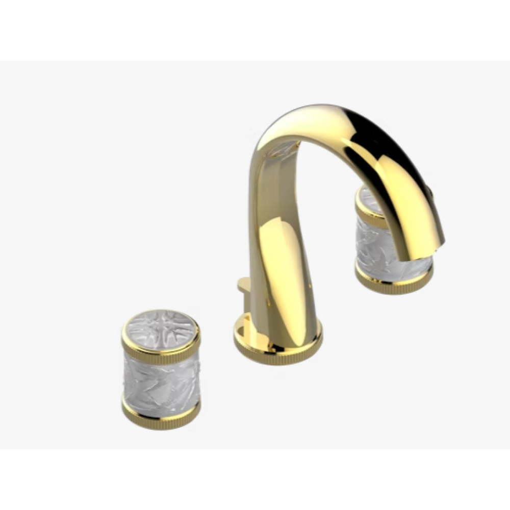 Смеситель для раковины, THG, Hirondelles, для мрамора, цвет-золото светлое