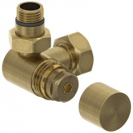 Вентиль, Сунержа, 3D, G 1/2" НР х G 3/4" НГ, левый, под шестигранник, цвет-латунь состаренная