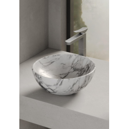 Раковина, DEA Design, Novara, шгв 400*400*150, отверстия для смесителя-отсутствуют, цвет-carrara (белый мрамор)