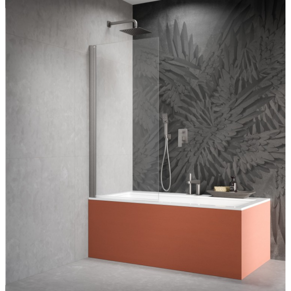 Шторка на ванну, Radaway, Nes PNJ, шв 800*1500, петли-слева, цвет фурнитуры-никель брашированный, цвет стекла-прозрачный, Easy Clean