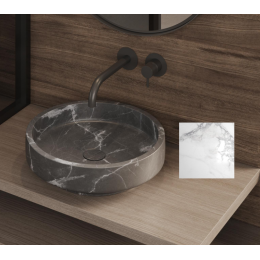 Раковина, DEA Design, Bologna, шгв 450*450*124, отверстия для смесителя-отсутствуют, цвет-carrara (белый мрамор)