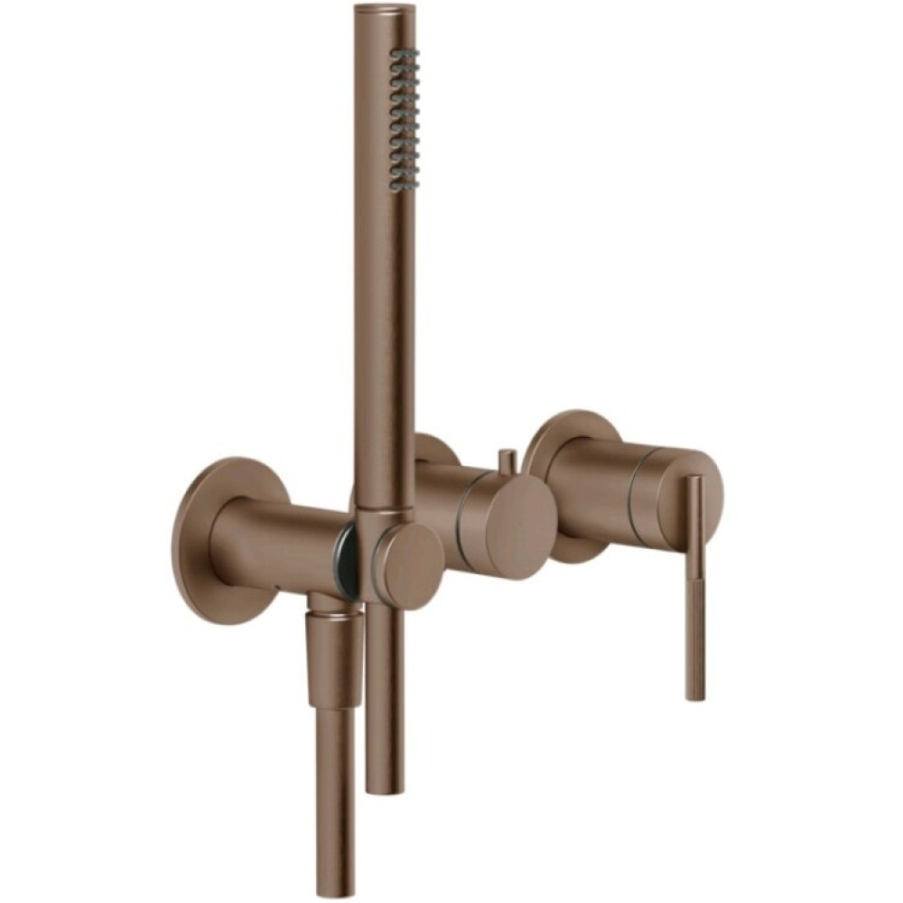 Смеситель для душа, Gessi, Ingranaggio, на 2 потребителя, цвет-Copper Brushed PVD