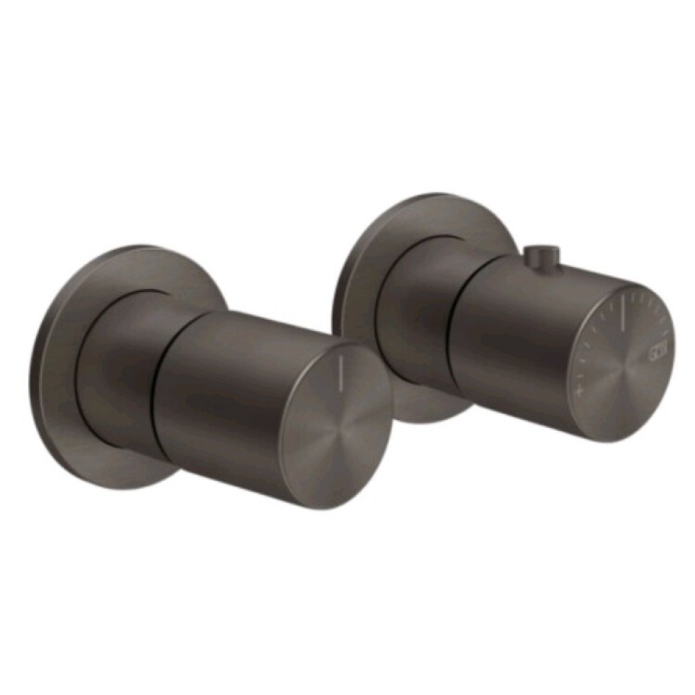 Смеситель для душа, Gessi, Habito Unito, на 2 потребителя, цвет-Black Metal Brushed PVD