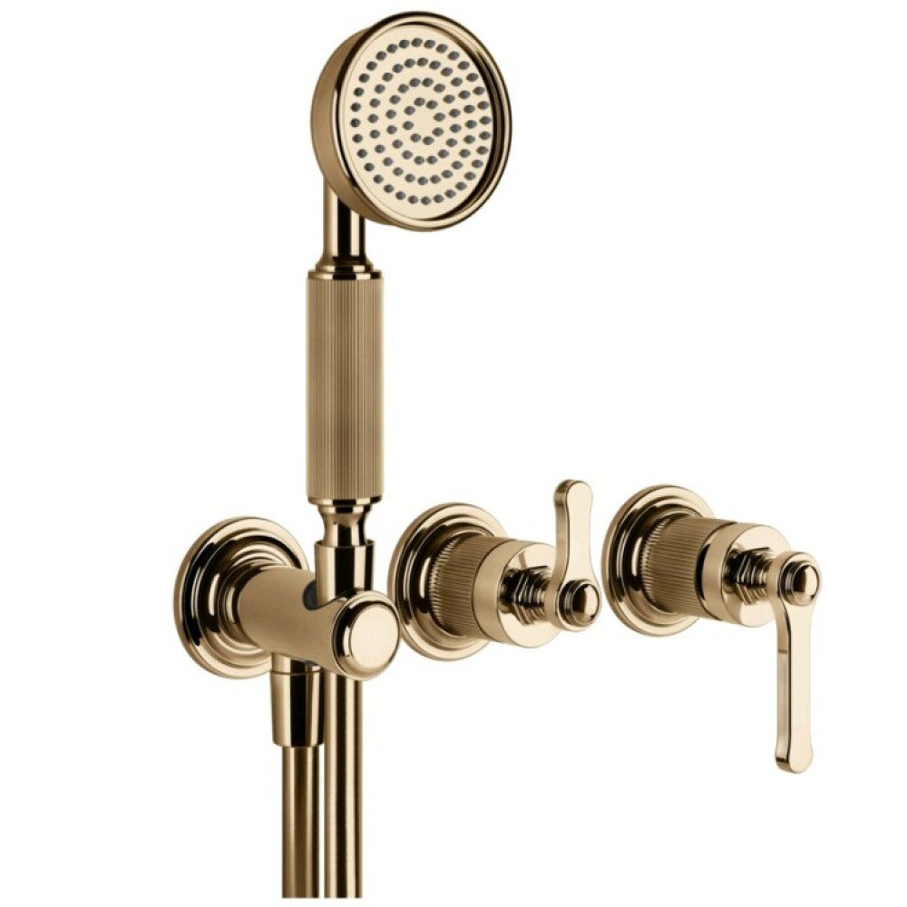 Смеситель для душа, Gessi, VENTI20, на 2 потребителя, цвет-Warm Bronze PVD