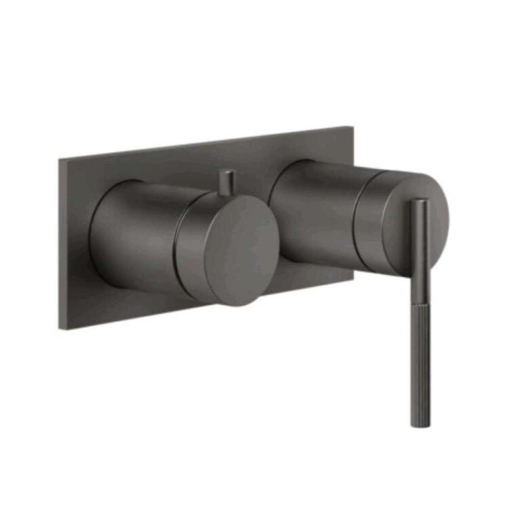 Смеситель для душа, Gessi, Ingranaggio, на 2 потребителя, цвет-Black Metal Brushed PVD