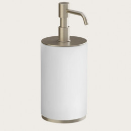 Дозатор для жидкого мыла, Gessi, Origini, шгв 75*97*199, цвет дозатора-Finox Brushed Nickel/белый