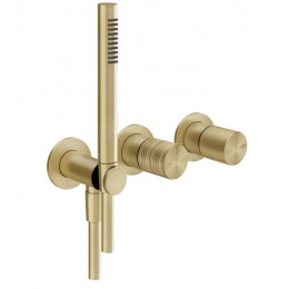 Смеситель для душа, Gessi, Habito Trame, на 2 потребителя, цвет-Brushed Brass PVD