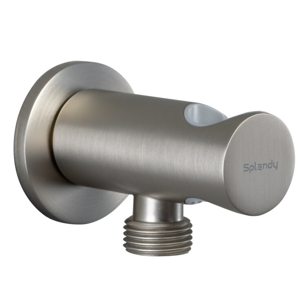 Шланговое подсоединение, Splendy, круглый отражатель, с держателем, цвет-никель брашированный