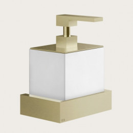 Дозатор для жидкого мыла, Gessi, Rettangolo, шгв 140*120*187, цвет дозатора-Brushed Brass PVD/белый