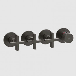 Смеситель для душа, Gessi, Inciso Bath&Shower, на 3 потребителя, цвет-Black Metal Brushed PVD