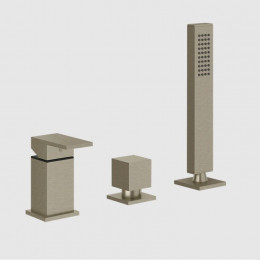 Смеситель для ванны и  душа, Gessi, Rettangolo, на 2 потребителя, цвет-Finox Brushed Nickel