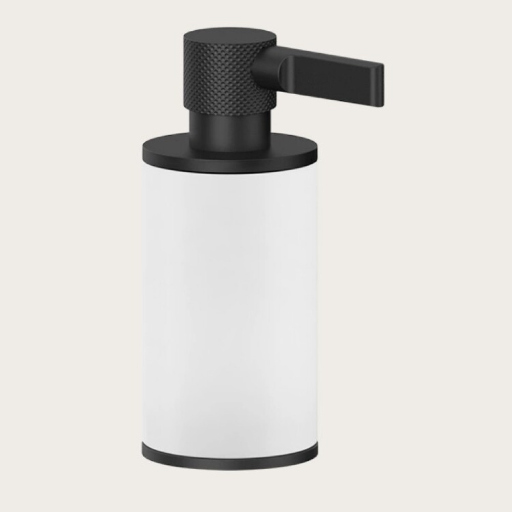 Дозатор для жидкого мыла, Gessi, Inciso, шгв 75*118*191, цвет дозатора-черный матовый/белый