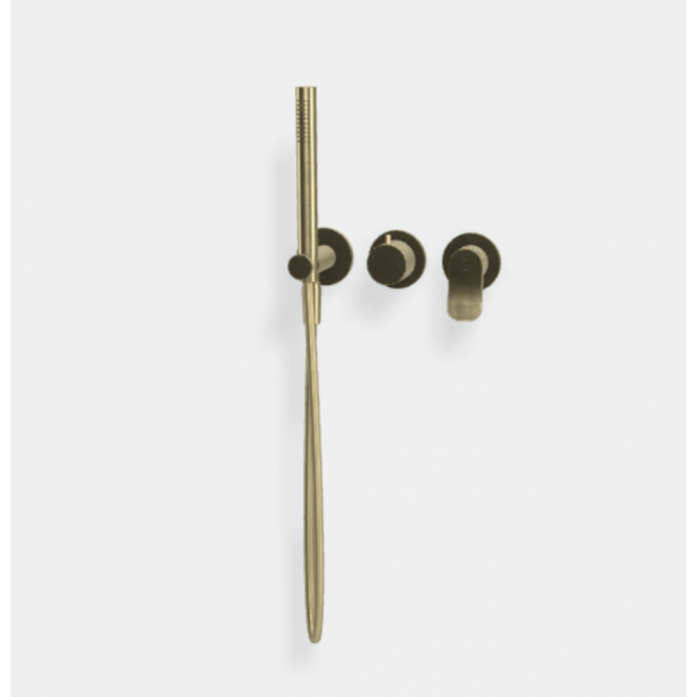 Смеситель для душа, Fima Carlo Frattini, Flo', на 2 потребителя, цвет-шампань брашированная