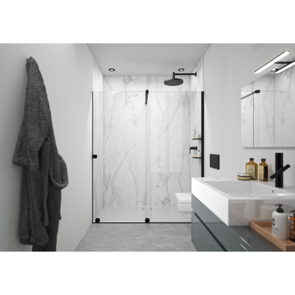 Боковая стенка, Huppe, Xtensa, шв 890*2000, черный, цвет стекла-прозрачный, Anti-Plaque