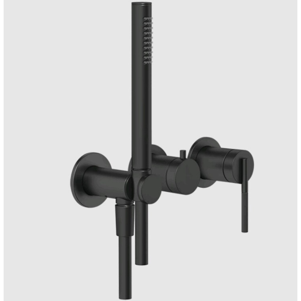 Смеситель для душа, Gessi, Ingranaggio, на 2 потребителя, цвет-черный матовый