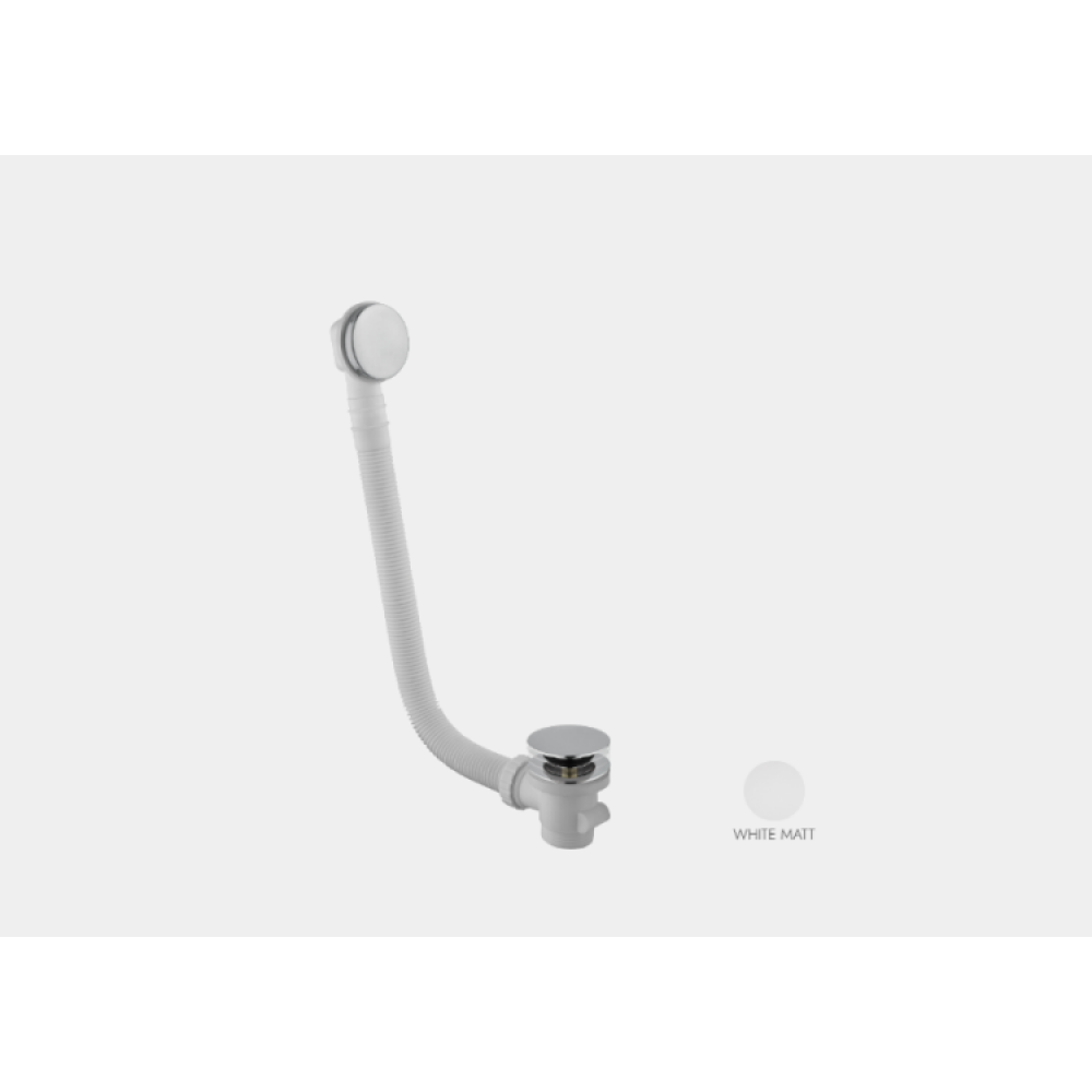 Слив-перелив, Fima Carlo Frattini, Complementi Bagno, для ванны, Click-Clack, без сифона, цвет-белый матовый