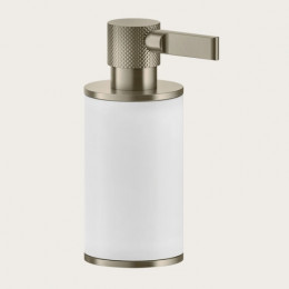Дозатор для жидкого мыла, Gessi, Inciso, шгв 75*118*191, цвет дозатора-Finox Brushed Nickel/белый