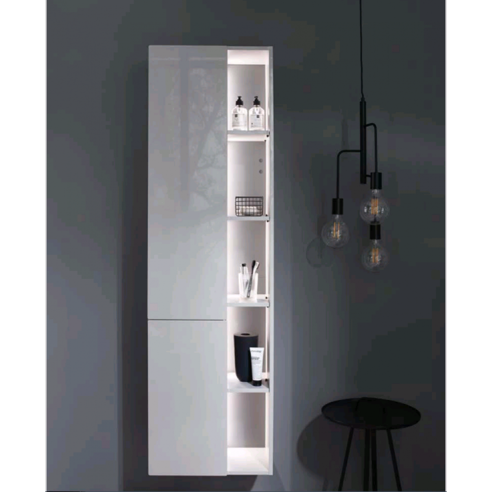 Шкаф-пенал, Burg, Badu, шгв 500*320*1760, петли-слева, ручка-Anthracite anodised, открытая полка в цвете-Carcass, цвет-Velvet walnut decor