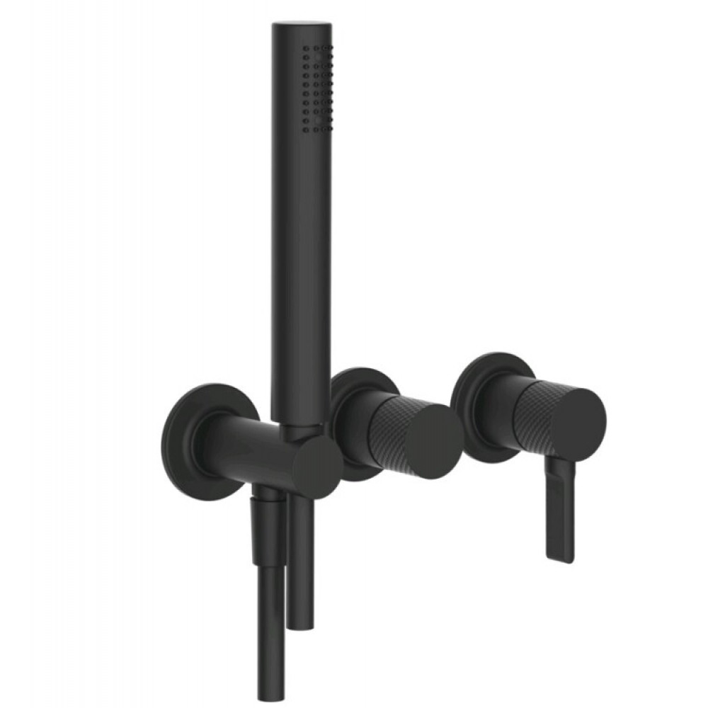 Смеситель для душа, Gessi, Inciso Bath&Shower, на 2 потребителя, цвет-черный матовый