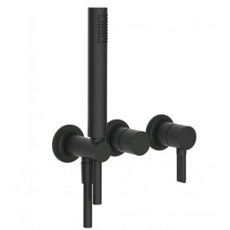 Смеситель для душа, Gessi, Inciso Bath&Shower, на 2 потребителя, цвет-черный матовый