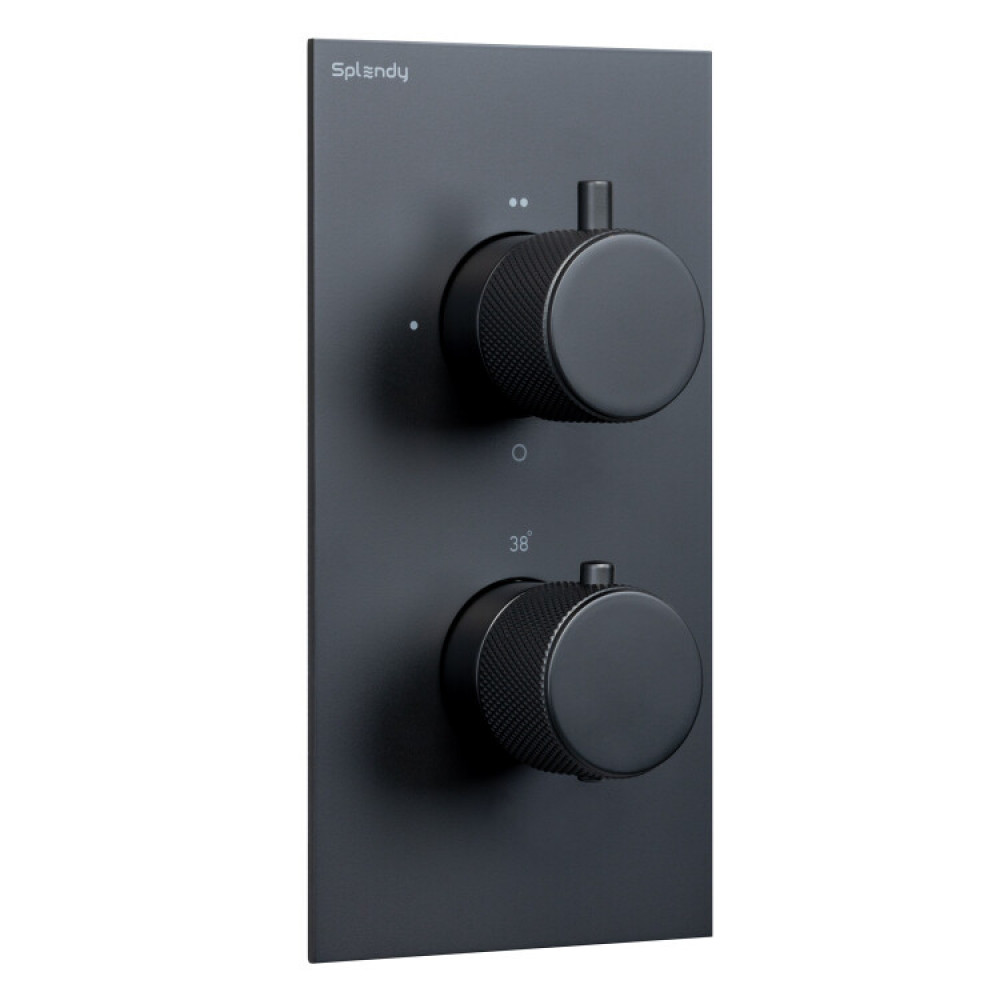 Смеситель для душа, Splendy, Passion, на 2 потребителя, цвет-черный матовый