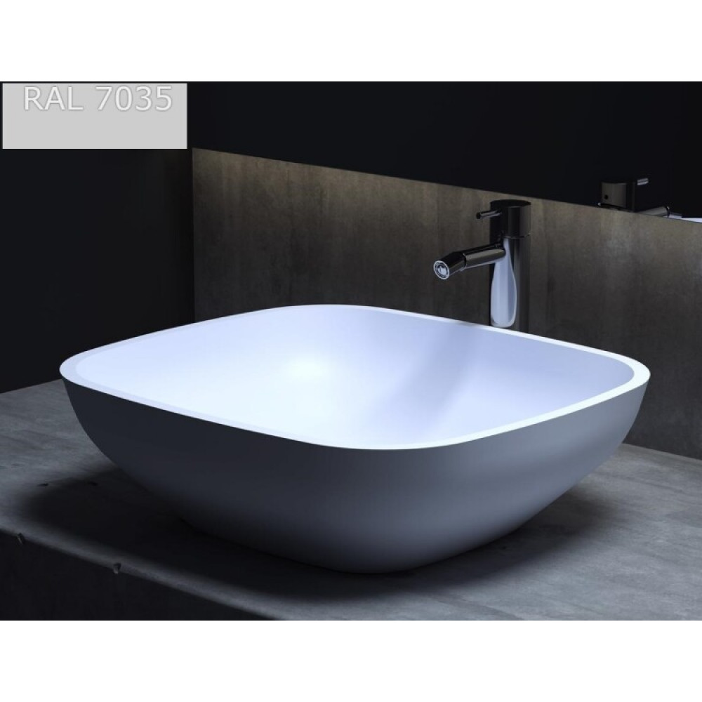 Раковина, Salini, Gloria, шгв 495*445*150, отверстия для смесителя-отсутствуют, цвет внутри и снаружи-RAL7035 матовый