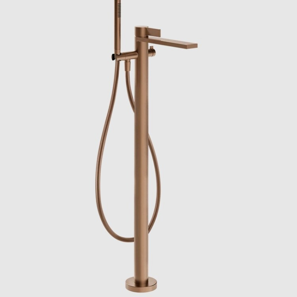 Смеситель для ванны и душа, Gessi, Inverso Rigato, цвет-Copper Brushed PVD