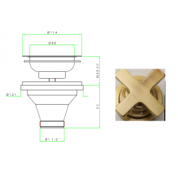 Донный клапан, Nicolazzi, Ricambi, для раковин, 1 1/2", цвет-Bronze Plated