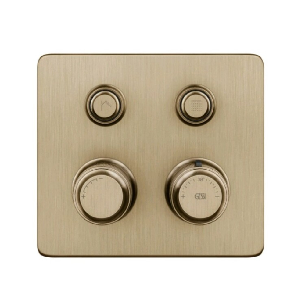 Смеситель для душа, Gessi, Hi-Fi Eclectic, на 2 потребителя, цвет-Warm Bronze Brushed PVD