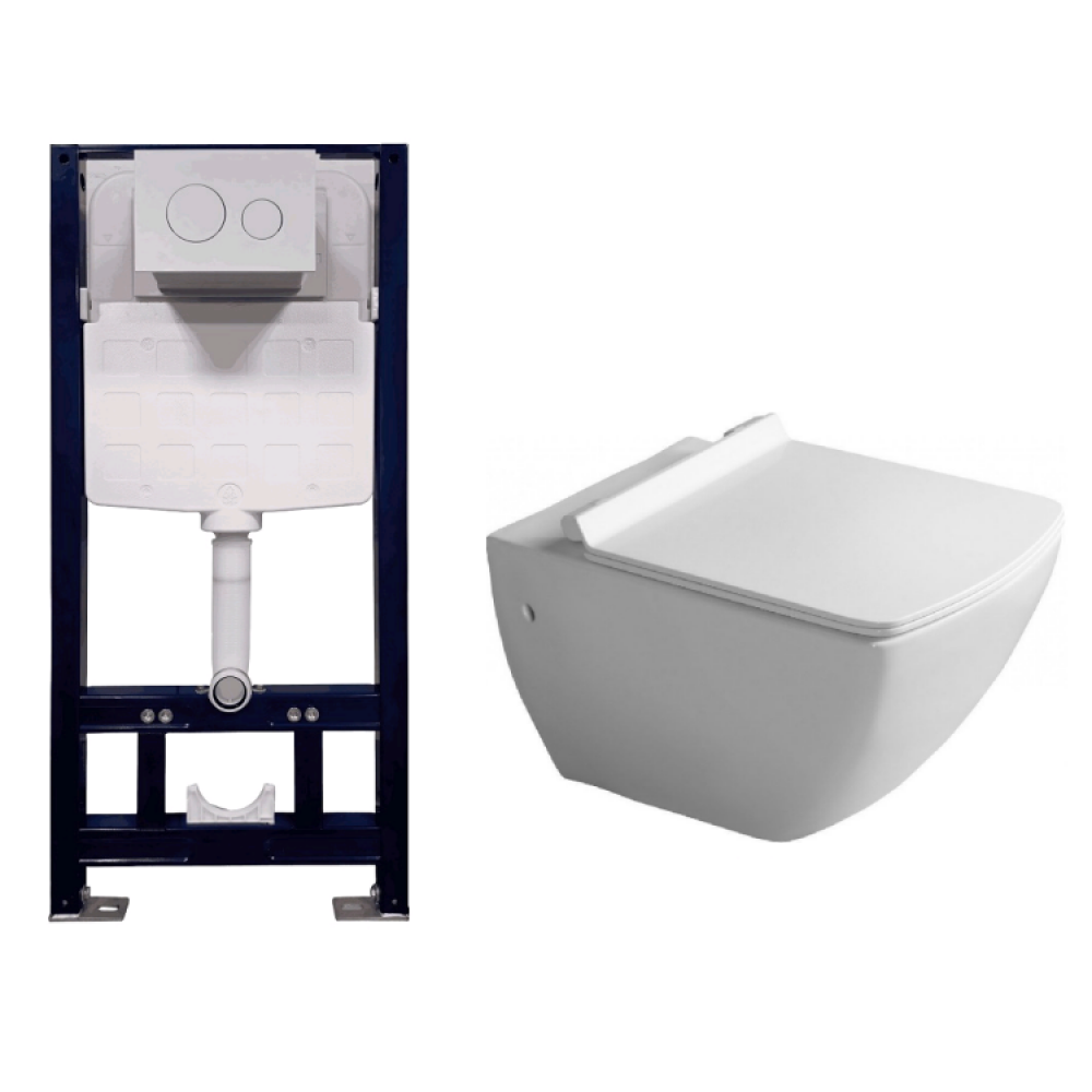 Комплект, Splendy, Isvea Purita/Stable, унитаз подвесной, шгв 345*550*400 + сиденье + инсталляция + клавиша, цвет унитаза-белый, цвет клавиши-хром