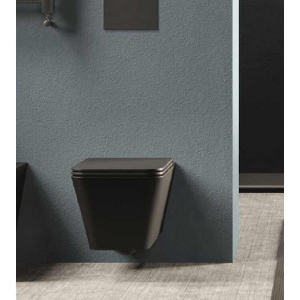 Унитаз, Alice, Hide, подвесной, шгв 350*550*345, Aliglaze+, цвет-черный матовый