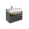 Тумба под раковину, Burg, Yumo, шгв 815*470*610, раковина-в комплекте, цвет-Grey high gloss