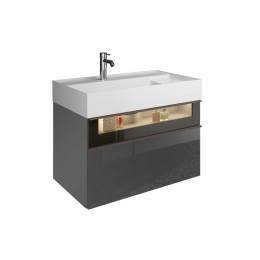 Тумба под раковину, Burg, Yumo, шгв 815*470*610, раковина-в комплекте, цвет-Grey high gloss