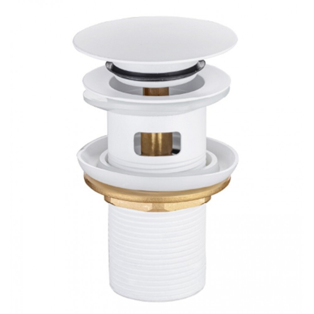 Донный клапан, Splendy, для раковин, с переливом, 1 1/4", цвет-белый матовый