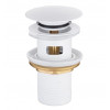 Донный клапан, Splendy, для раковин, с переливом, 1 1/4", цвет-белый матовый