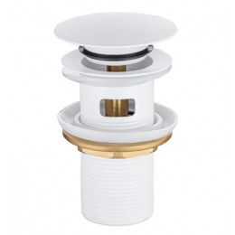 Донный клапан, Splendy, для раковин, с переливом, 1 1/4", цвет-белый матовый
