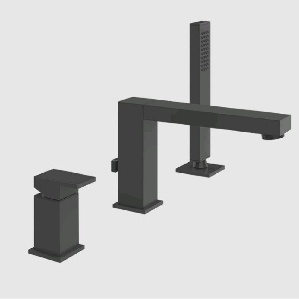 Смеситель для ванны и душа, Gessi, Rettangolo, цвет-черный матовый