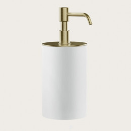 Дозатор для жидкого мыла, Gessi, Rilievo, шгв 75*97*194, цвет дозатора-Brushed Brass PVD/белый