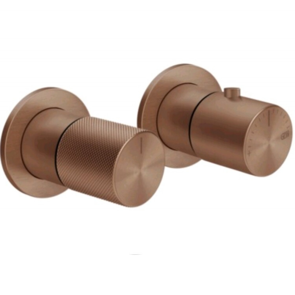 Смеситель для душа, Gessi, Habito Diamantato, на 2 потребителя, цвет-Copper Brushed PVD