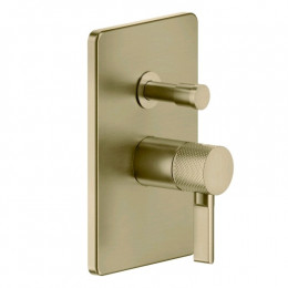 Смеситель для душа, Gessi, Inciso Bath&Shower, на 2 потребителя, цвет-Brushed Brass PVD