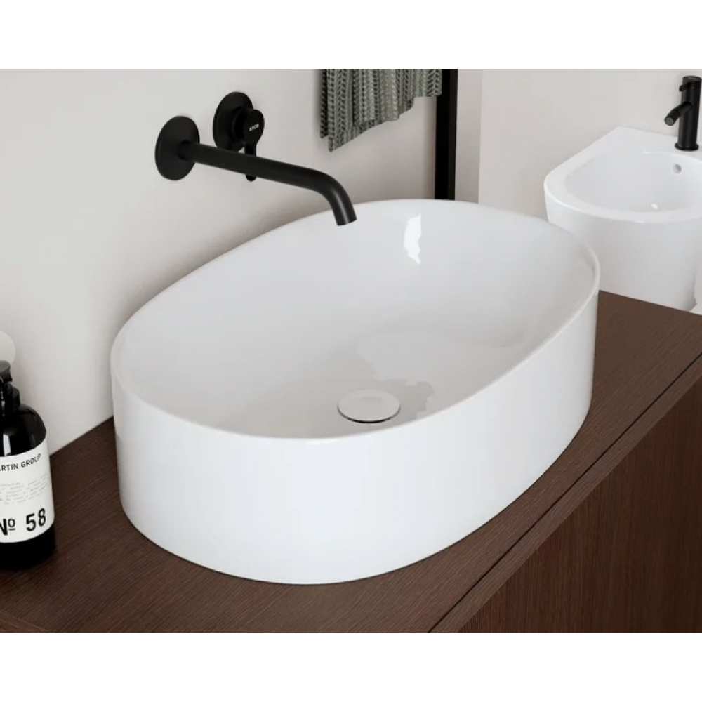 Раковина, Scarabeo, Skinny, шгв 600*400*150, отверстия для смесителя-отсутствуют, цвет-белый